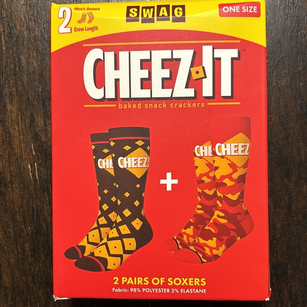 Two Boxes of Men’s Novelty Crew-Length Socks. “Cheez-It” & Blueberry Pop Tart” - Picture 3 of 9